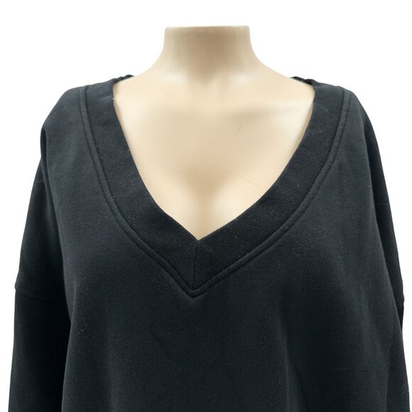 GAP V-Neck Oversized Long Sleeve Pullover Sweatshirt Comfy Black Women's M - Picture 10 of 10